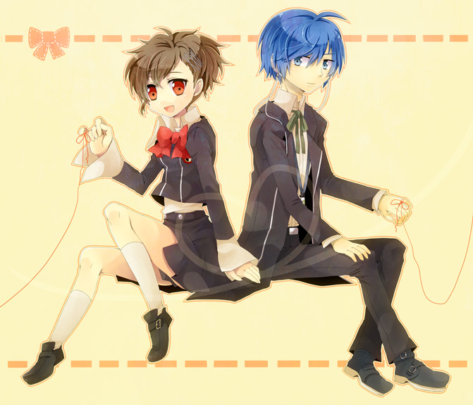 yuuki makoto and shiomi kotone (persona and 2 more) drawn by shooting428star