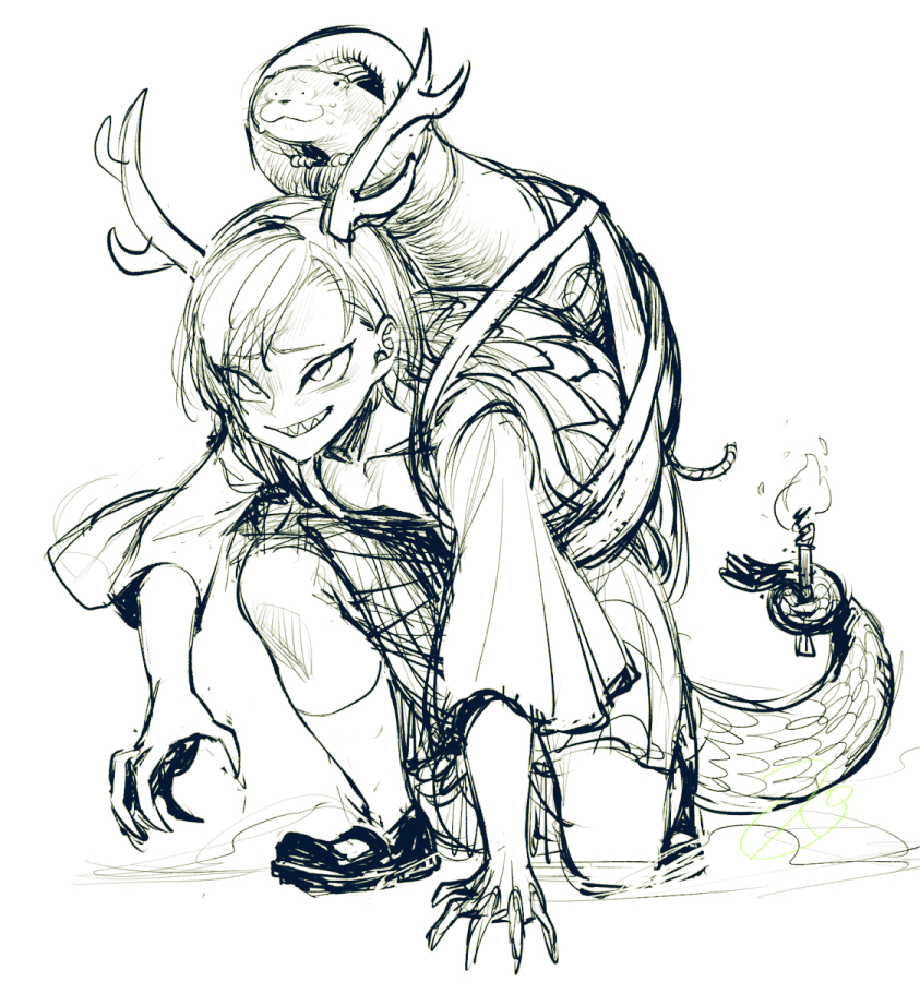 kicchou yachie and otter spirit (touhou) drawn by spacezin