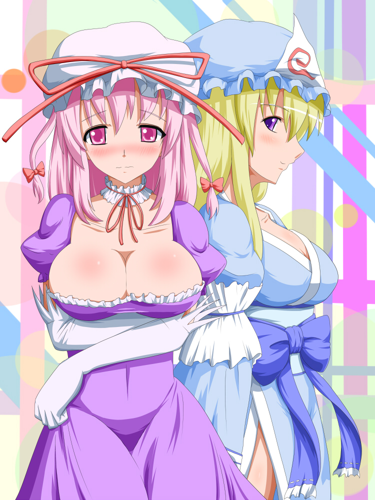 yakumo yukari and saigyouji yuyuko (touhou) drawn by fueiku