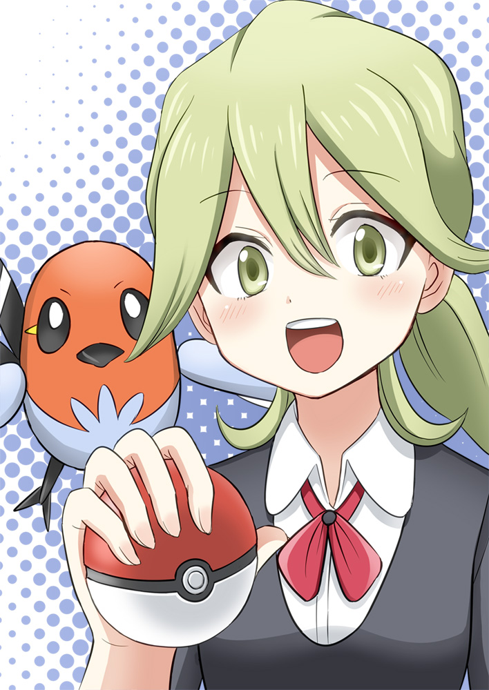 lass and fletchling (pokemon and 1 more) drawn by raryuu