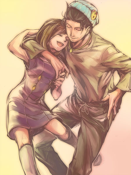 phoenix wright and trucy wright (ace attorney and 1 more) drawn by kunihara