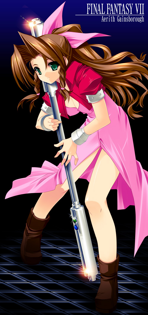 aerith gainsborough (final fantasy and 1 more) drawn by kinoshita_ichi