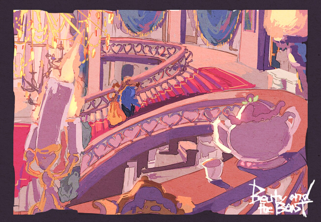 belle, beast, mrs. potts, chip potts, and lumiere (beauty and the beast) drawn by masso