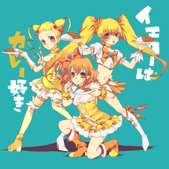 myoudouin itsuki, cure sunshine, yamabuki inori, kasugano urara, cure pine, and 1 more (precure and 3 more) drawn by ita_hari_no