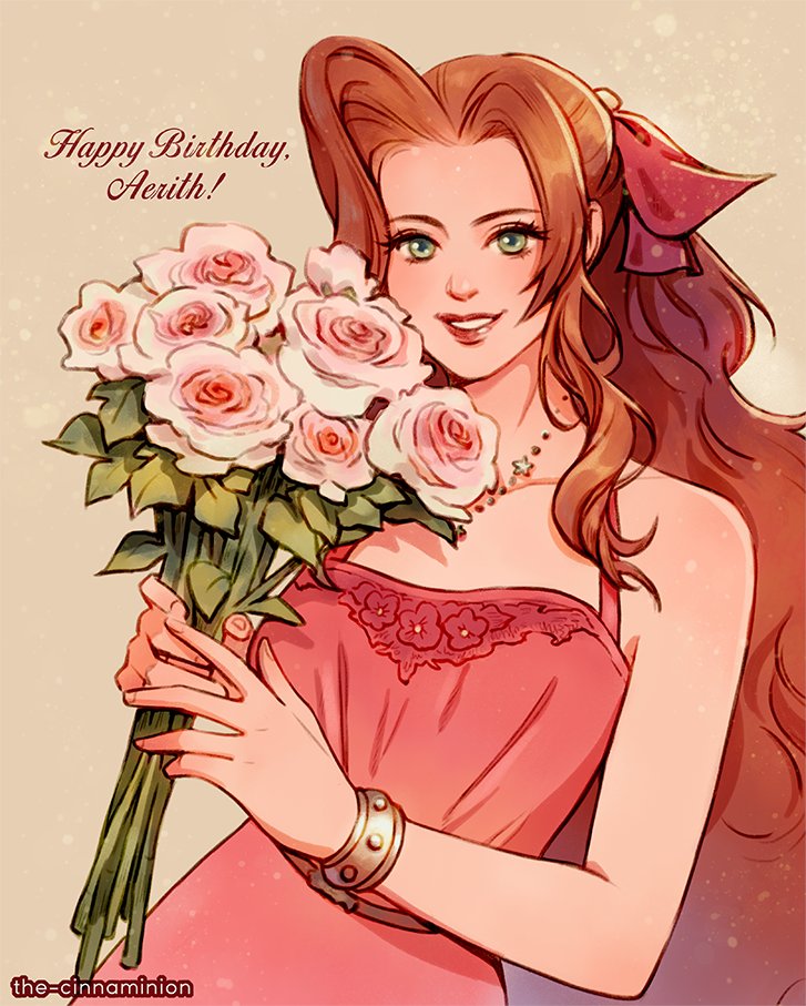 aerith gainsborough (final fantasy and 2 more) drawn by thar_chandran