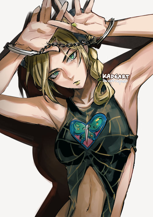 kujo jolyne (jojo no kimyou na bouken and 1 more) drawn by kadeart