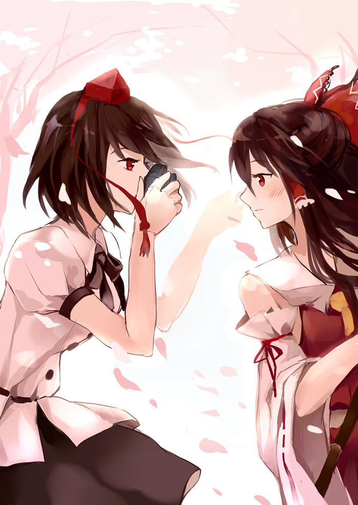 hakurei reimu and shameimaru aya (touhou) drawn by shen_yi