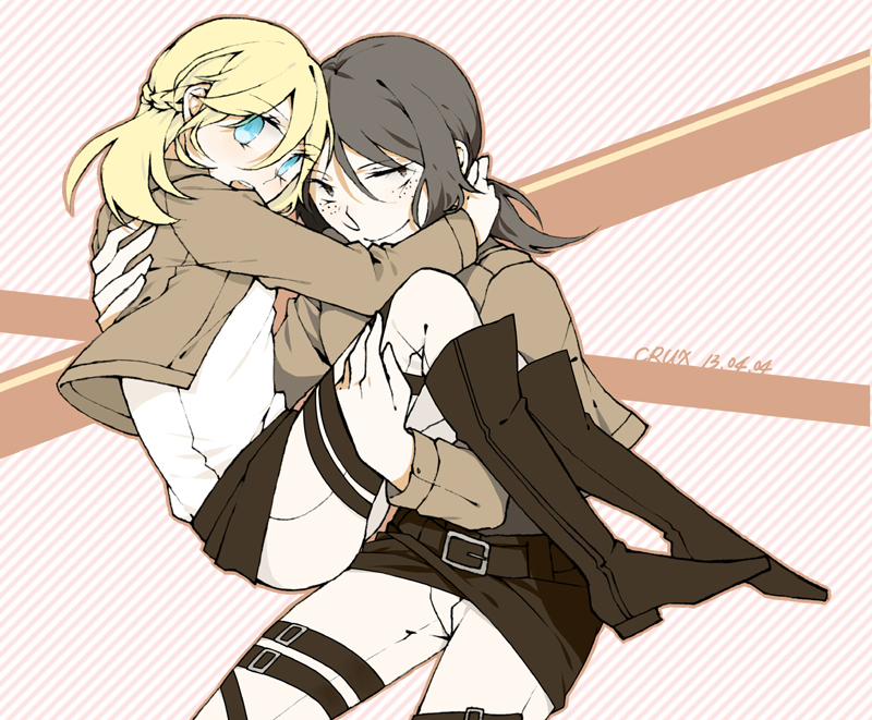 krista lenz and ymir (shingeki no kyojin) drawn by crux