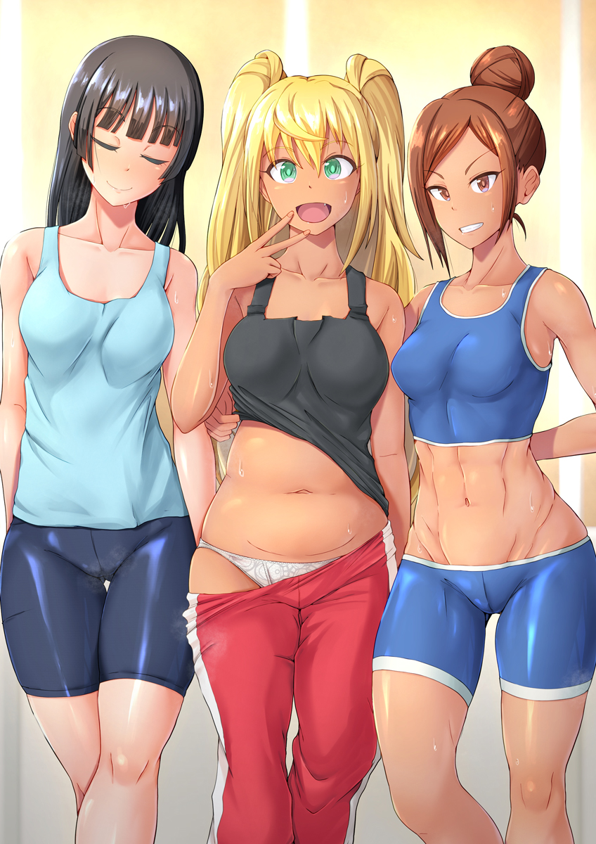 sakura hibiki, uehara ayaka, and souryuuin akemi (dumbbell nan kilo moteru?) drawn by ocza
