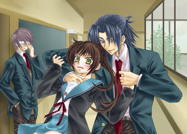 kyonko, nagato yuuki, and asakura ryo (suzumiya haruhi no yuuutsu) drawn by suimen