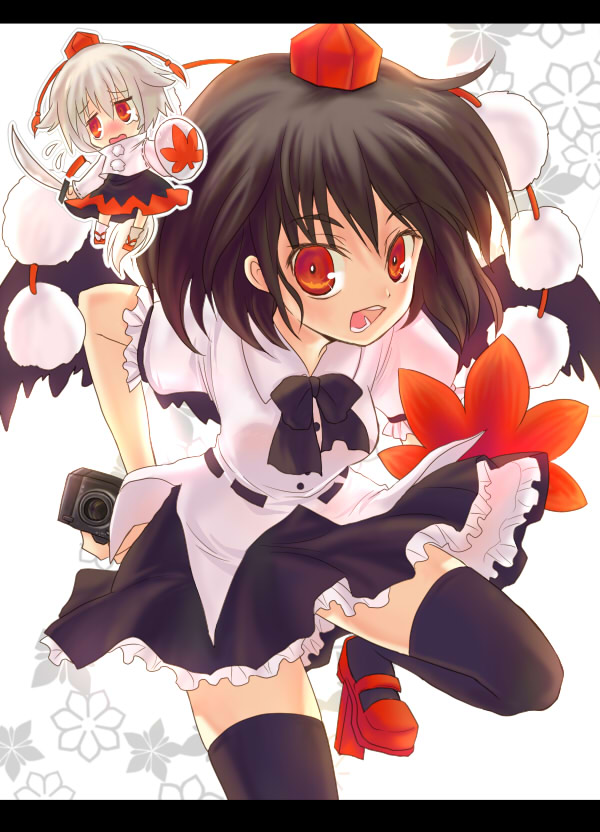 shameimaru aya and inubashiri momiji (touhou) drawn by girotin_ginza