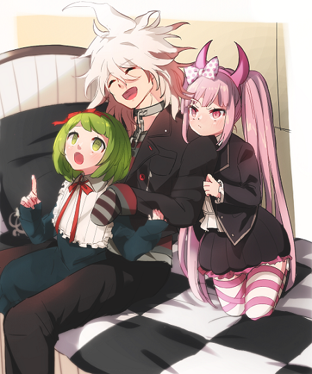 komaeda nagito, servant, towa monaca, and utsugi kotoko (danganronpa and 1 more) drawn by ks_(kshm)