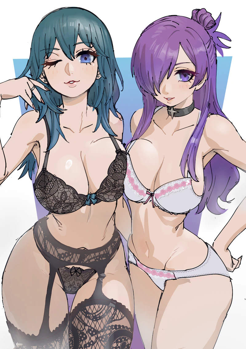 female byleth and female shez (fire emblem and 2 more) drawn by poechan_chan