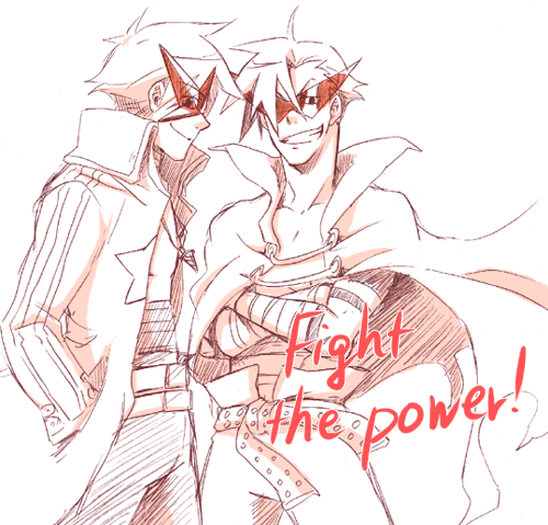 simon and kamina (tengen toppa gurren lagann) drawn by rikko_(peso)