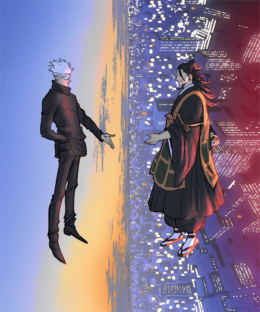 gojou satoru and getou suguru (jujutsu kaisen) drawn by johannathemad