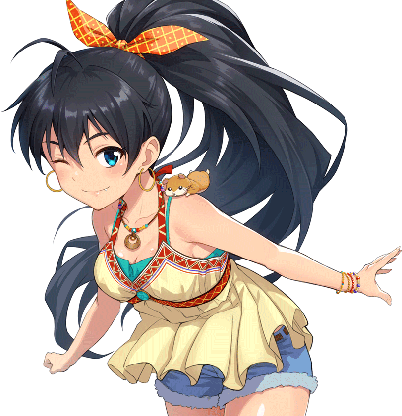 ganaha hibiki and hamuzou (idolmaster) drawn by mofu_(mof_swimradio)