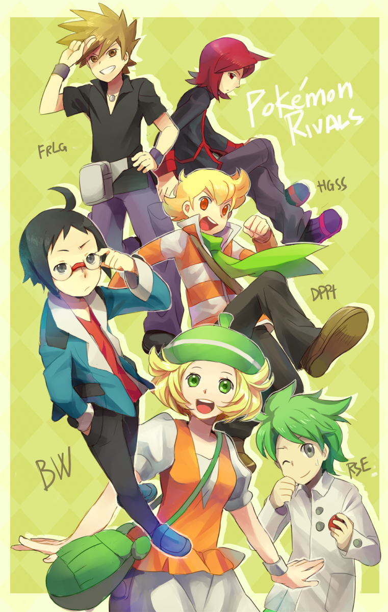 blue oak, silver, bianca, cheren, barry, and 1 more (pokemon and 5 more) drawn by reka