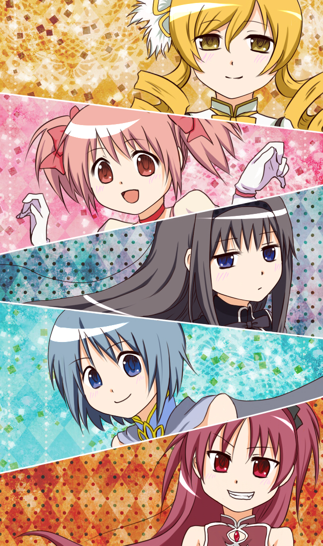 akemi homura, kaname madoka, miki sayaka, sakura kyoko, and tomoe mami (mahou shoujo madoka magica) drawn by ho-lic