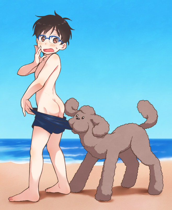 katsuki yuuri and makkachin (yuri!!! on ice and 1 more) drawn by ruei_(chicking)