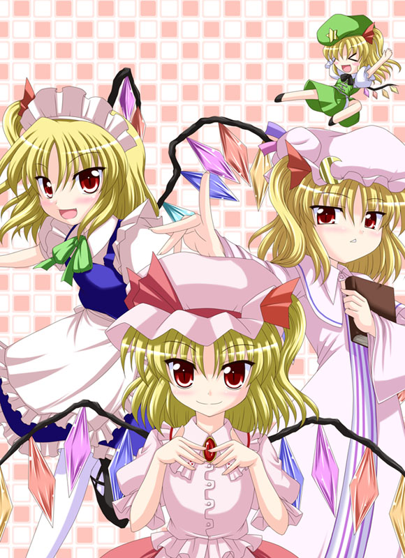 remilia scarlet, flandre scarlet, izayoi sakuya, patchouli knowledge, and hong meiling (touhou) drawn by bococho