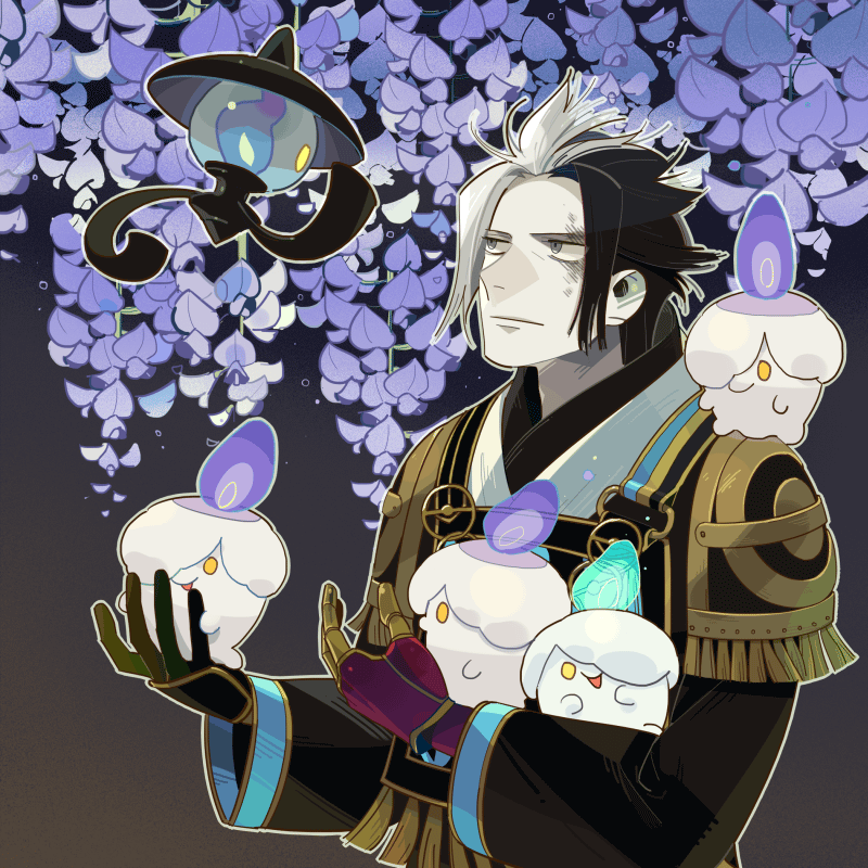 litwick, lampent, and kuroda kanbei (pokemon and 3 more) drawn by ucchii