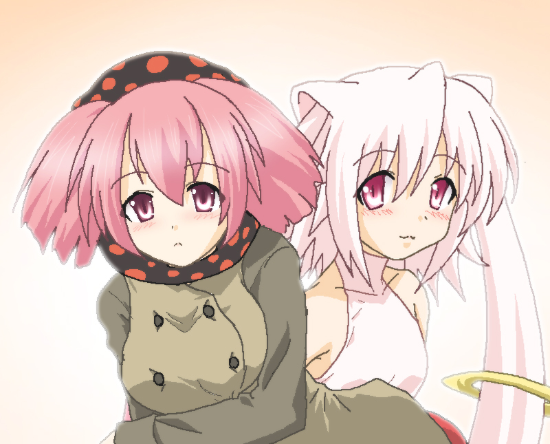 kyubey and charlotte (mahou shoujo madoka magica) drawn by hayashiya_zankurou
