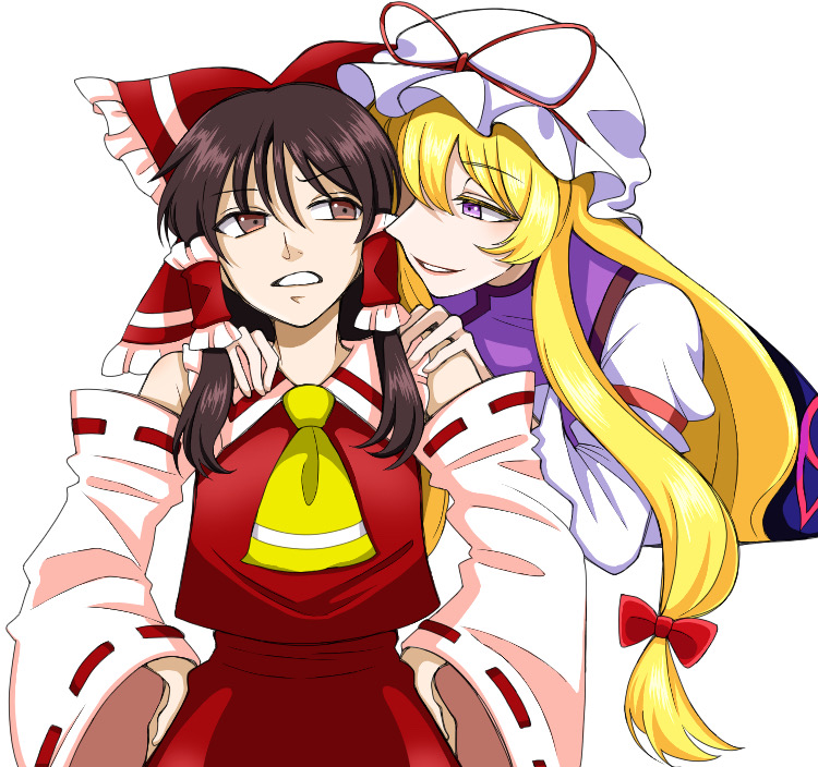 hakurei reimu and yakumo yukari (touhou) drawn by oni_tama