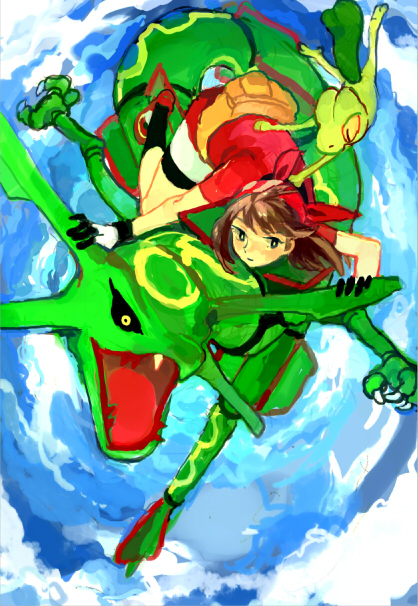 may, treecko, and rayquaza (pokemon and 1 more) drawn by minahamu
