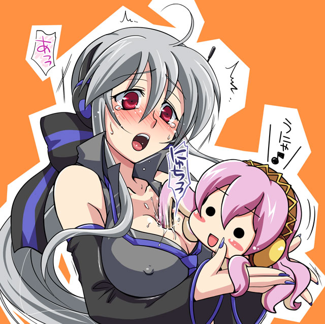 megurine luka, yowane haku, and takoluka (vocaloid) drawn by akari_seisuke
