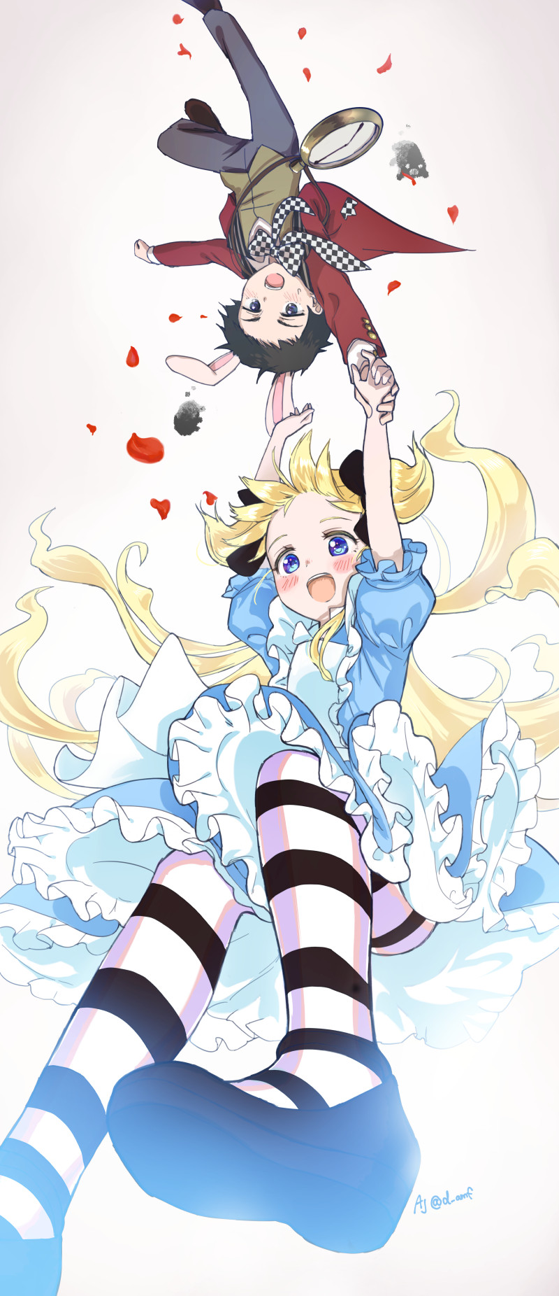 alice, white rabbit, emilico, and shaun (alice's adventures in wonderland and 1 more) drawn by asksj