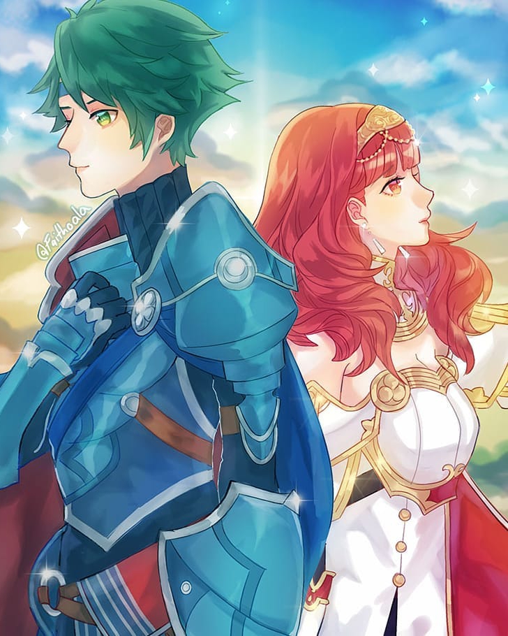 celica and alm (fire emblem and 1 more) drawn by faithoala