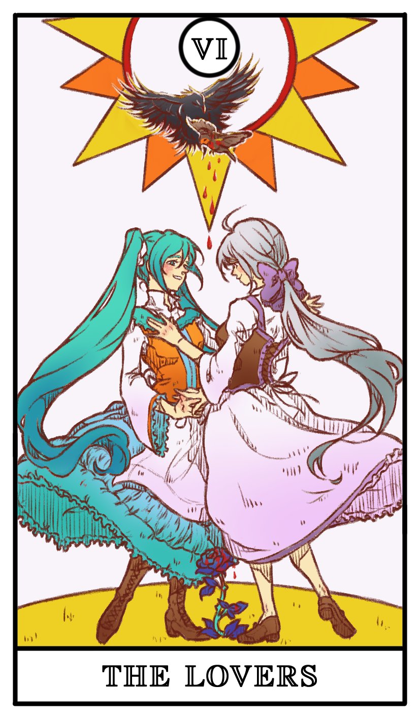hatsune miku, yowane haku, michaela, clarith, and lich arklow (vocaloid and 3 more) drawn by lorehappy