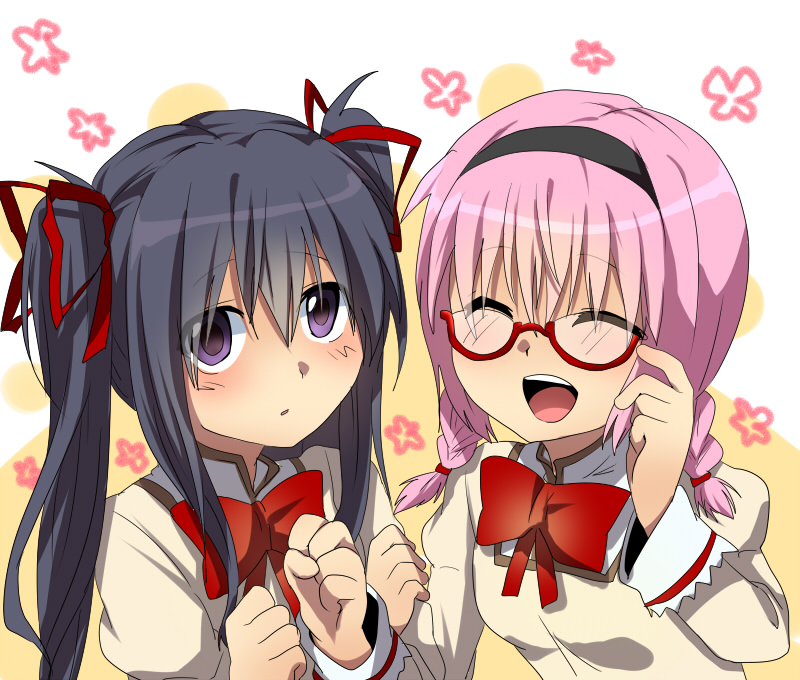 akemi homura and kaname madoka (mahou shoujo madoka magica) drawn by marimo_danshaku