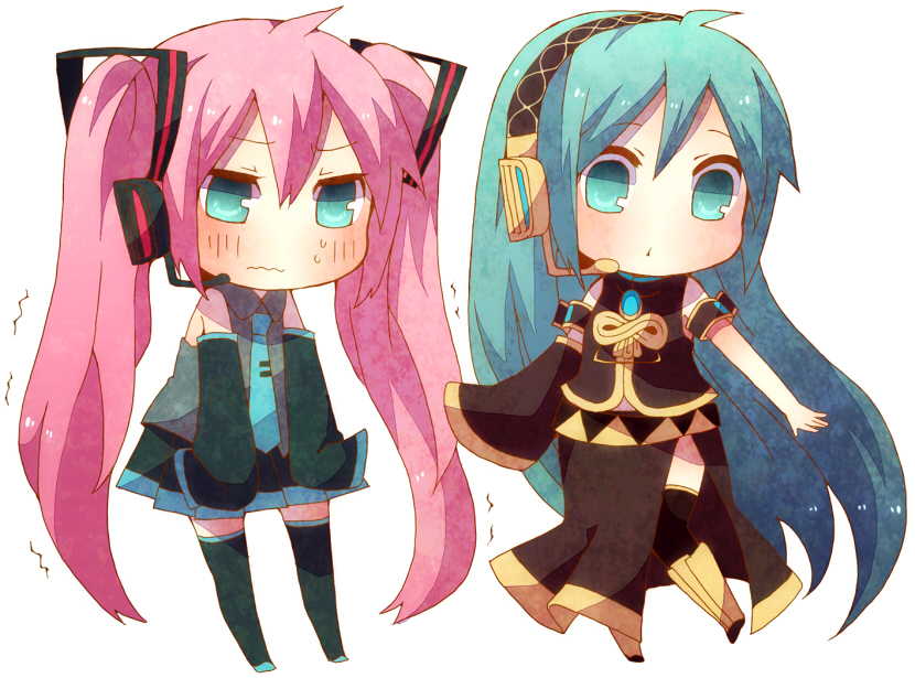 hatsune miku and megurine luka (vocaloid) drawn by niwako