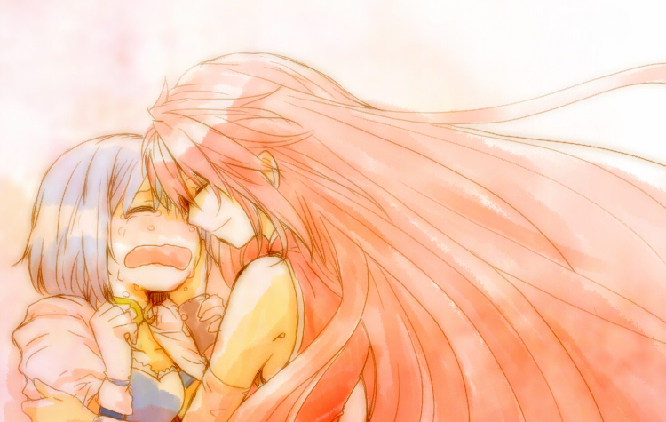 miki sayaka and sakura kyoko (mahou shoujo madoka magica) drawn by yonesuke_(momokanmayu)