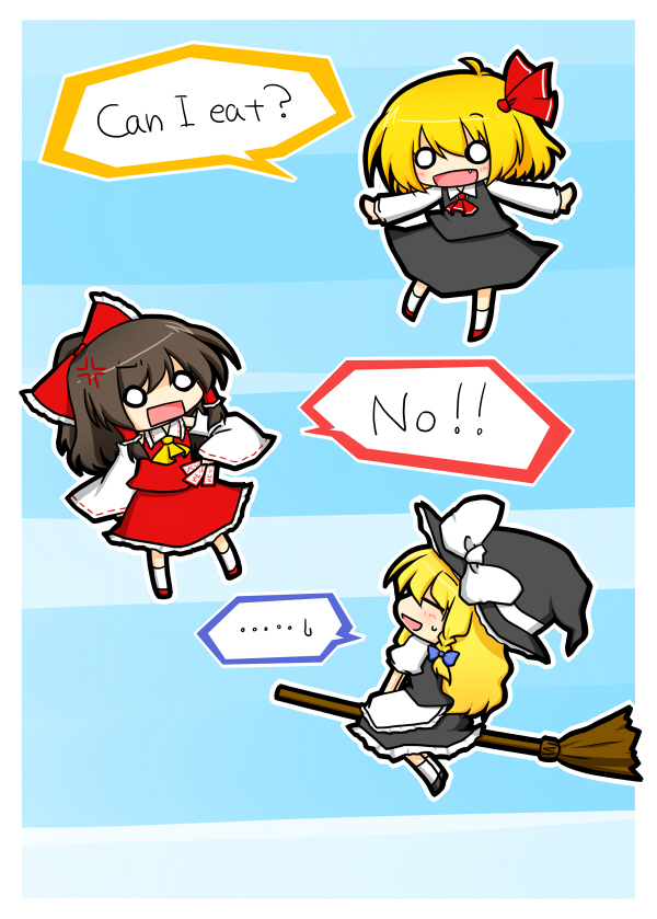 hakurei reimu, kirisame marisa, and rumia (touhou) drawn by kazeha_(starrysky)