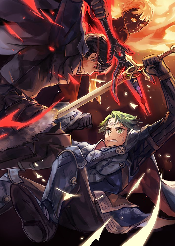alm, berkut, and rinea (fire emblem and 1 more) drawn by anocurry