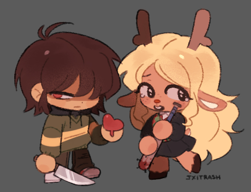 kris, noelle holiday, and soul (deltarune) drawn by jxitrash