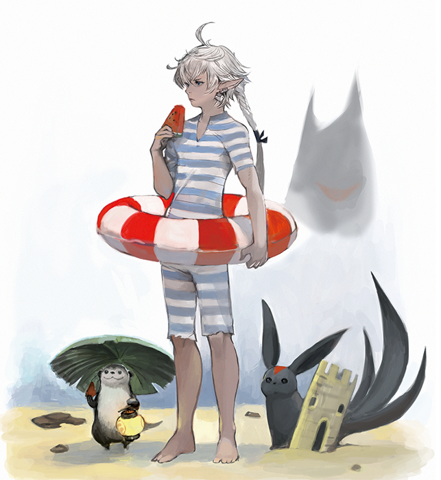 alphinaud leveilleur and carbuncle (final fantasy and 1 more) drawn by tomatika