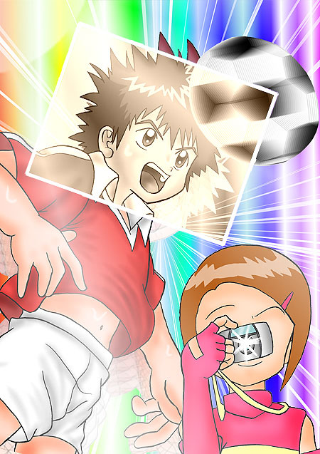 yagami hikari and motomiya daisuke (digimon and 1 more) drawn by sakuta_satoru