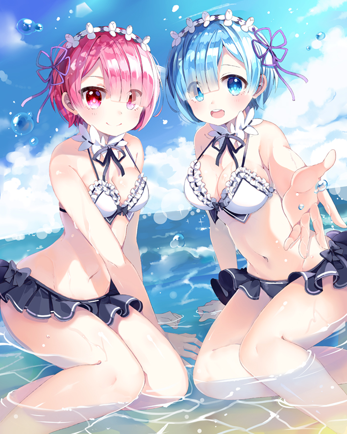 rem and ram (re:zero kara hajimeru isekai seikatsu) drawn by chocho_(homelessfox)