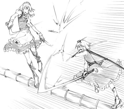 izayoi sakuya and konpaku youmu (touhou) drawn by hikawa_shou
