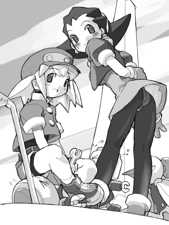 tron bonne, roll caskett, and servbot (mega man and 1 more) drawn by najimi_shin
