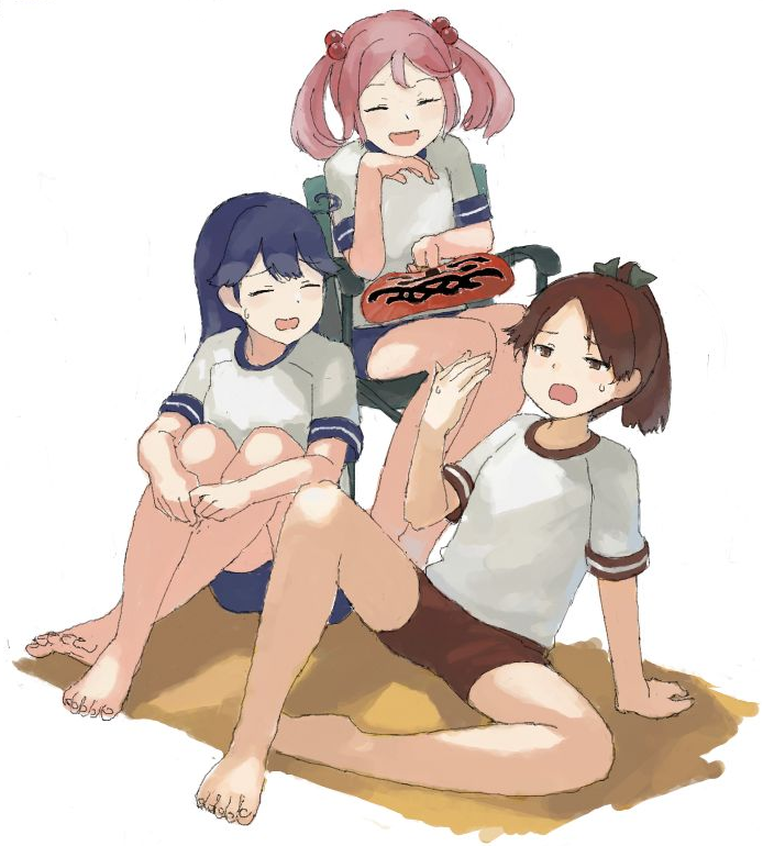 ushio, sazanami, and shikinami (kantai collection) drawn by tara_reba