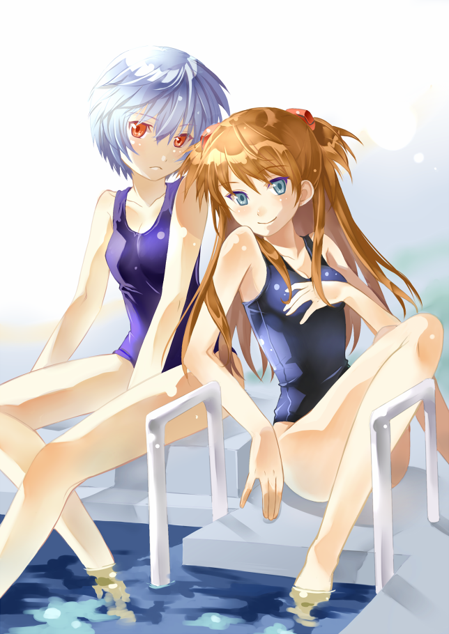 souryuu asuka langley and ayanami rei (neon genesis evangelion) drawn by platinumcorundum
