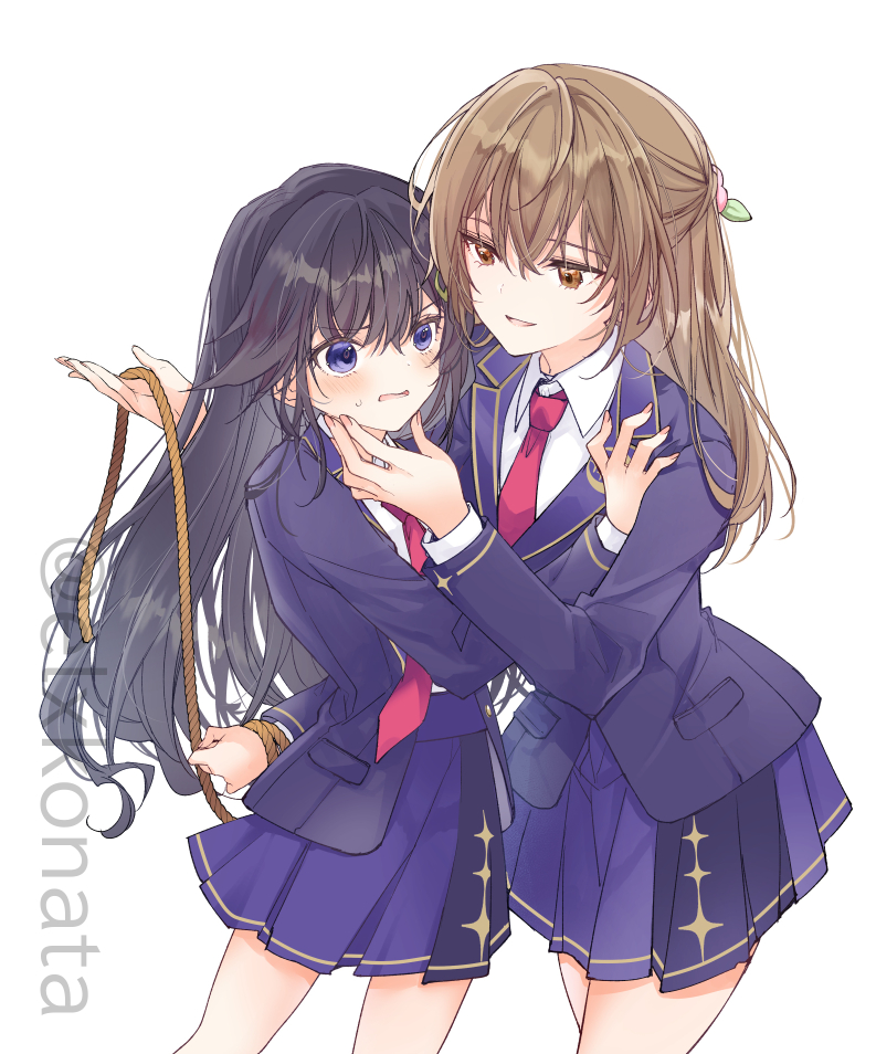 umezono komaki and yoshizawa wakaba (showaru tensai osananajimi to no shobu ni makete hatsutaiken wo zenbu ubawareru hanashi) drawn by navy_(navy.blue)