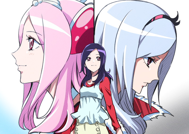 higashi setsuna, eas, and cure passion (precure and 1 more) drawn by tsukikage_oyama