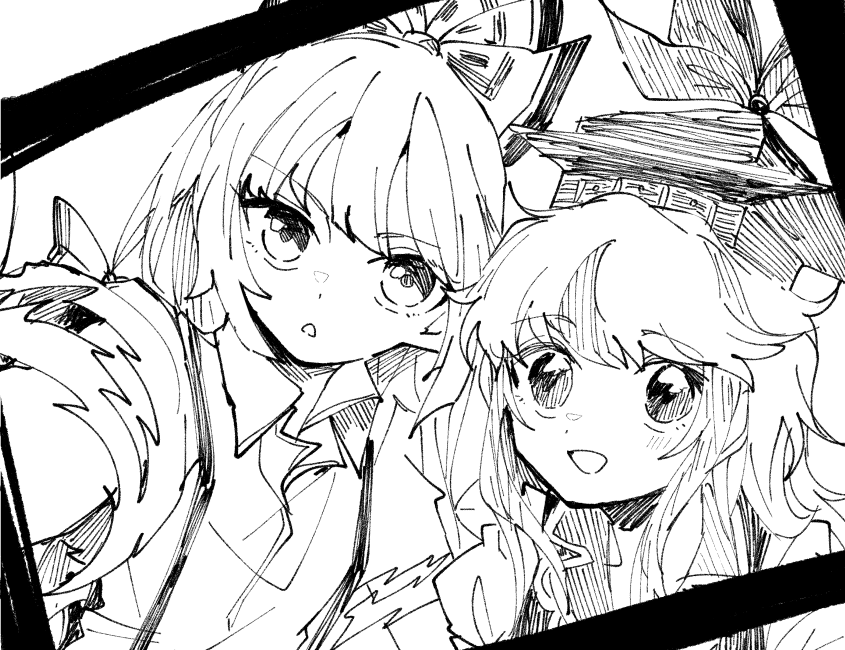 fujiwara no mokou and kamishirasawa keine (touhou) drawn by itomugi-kun