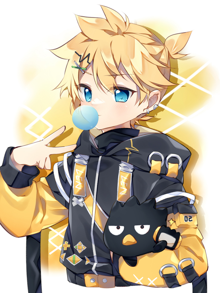 kagamine len and badtz-maru (vocaloid and 1 more) drawn by leeannpippisum