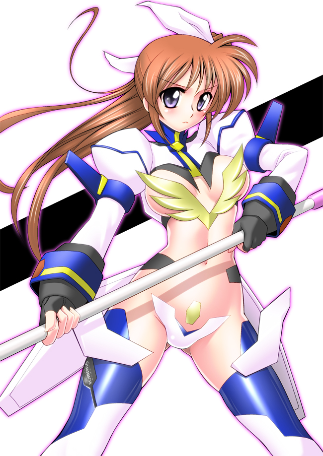 takamachi nanoha and raising heart (lyrical nanoha and 1 more) drawn by sakura_ryuuken